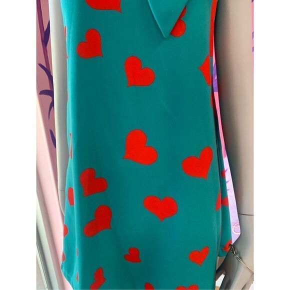 Gmess Womens Red Heart Print Bow Tie Sleeveless Mini Dress Size Medium - Picture 5 of 13